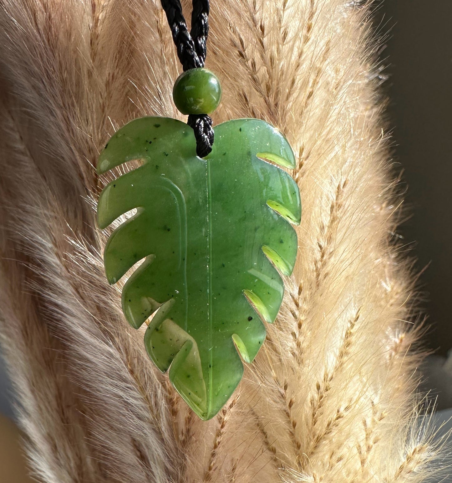 Jade Monstera Leaf Pendant