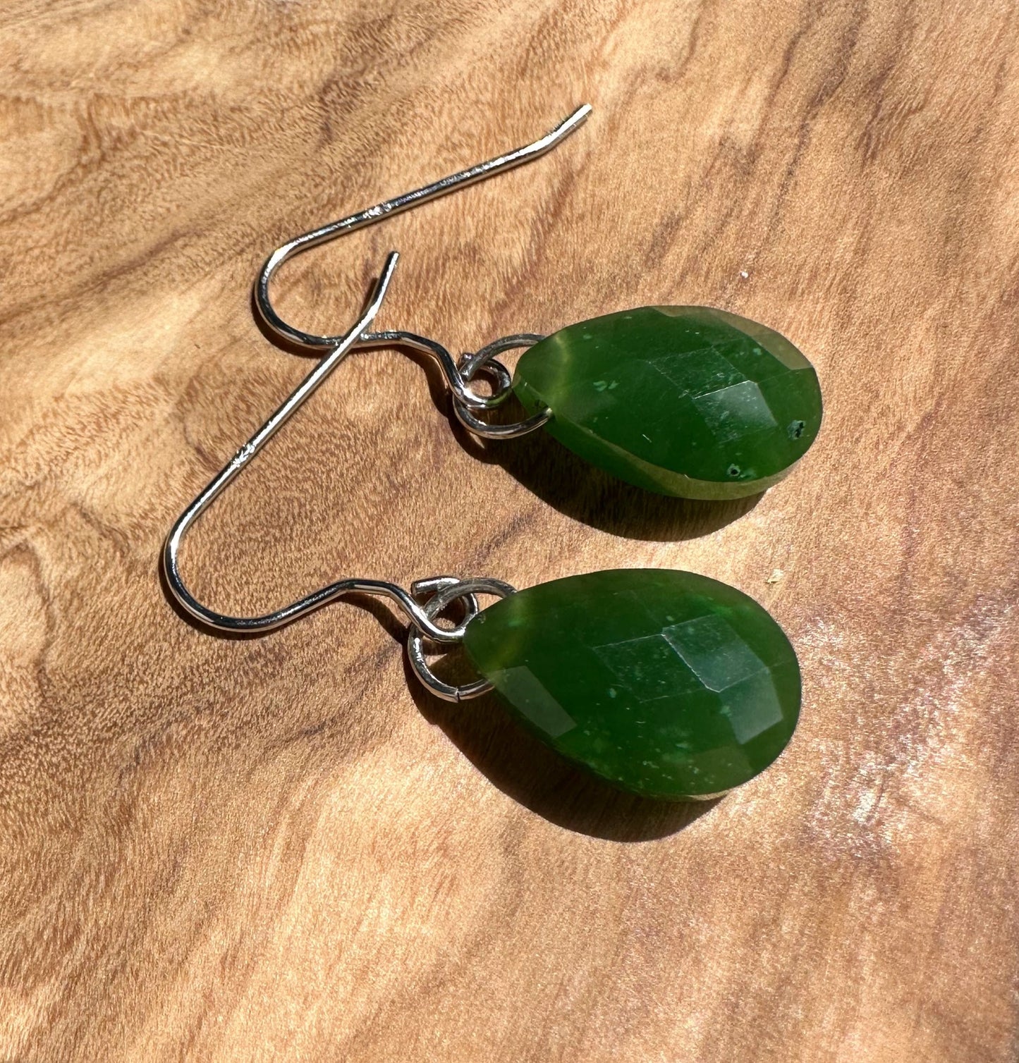 Faceted Canadian Jade Earrings, 10x14mm