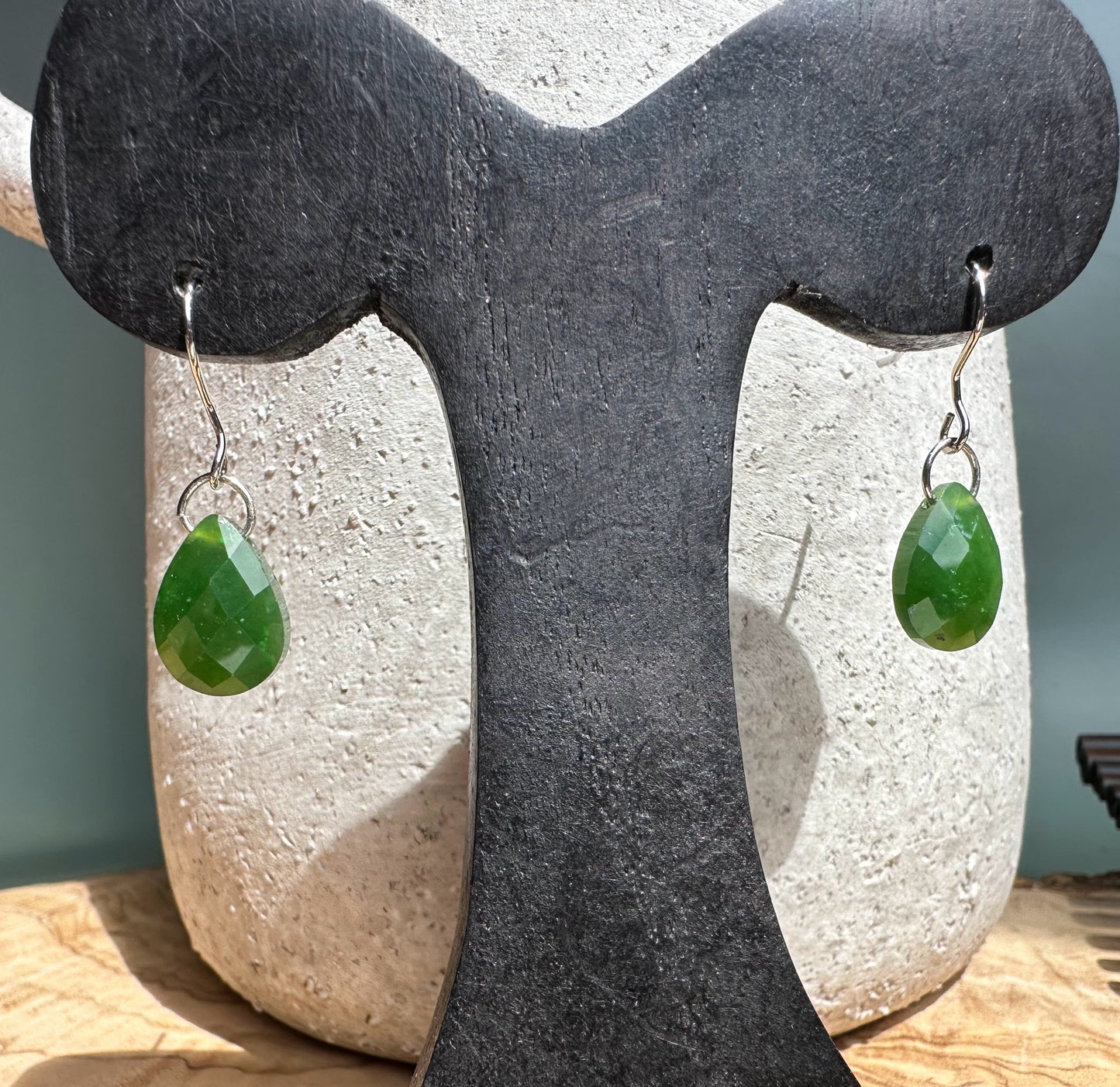 Faceted Canadian Jade Earrings, 10x14mm