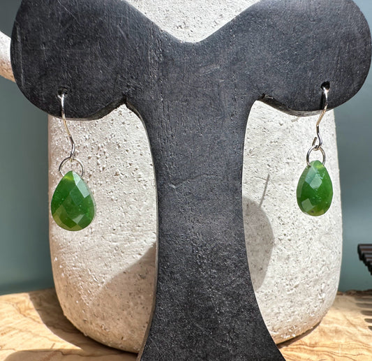Faceted Canadian Jade Earrings, 10x14mm