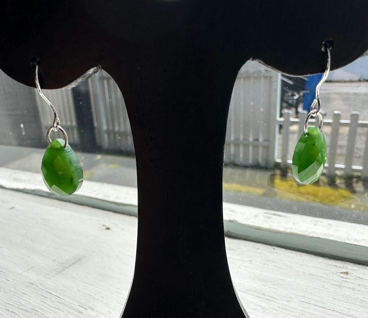 Faceted Canadian Jade Earrings, 10x14mm