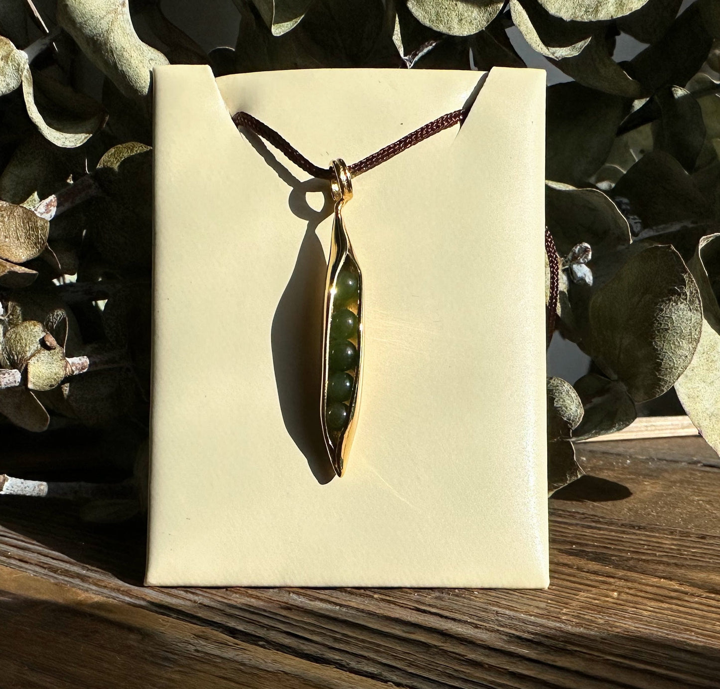 Jade Peapod Pendant, 0072 Stainless Steel