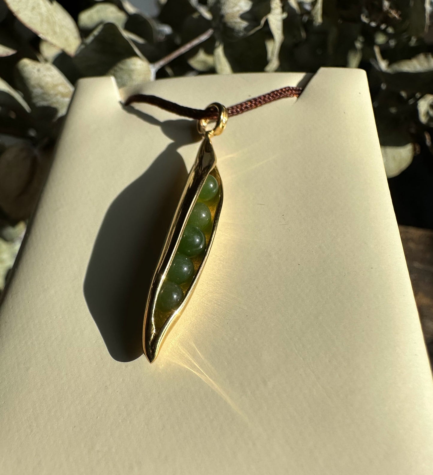 Jade Peapod Pendant, 0072 Stainless Steel