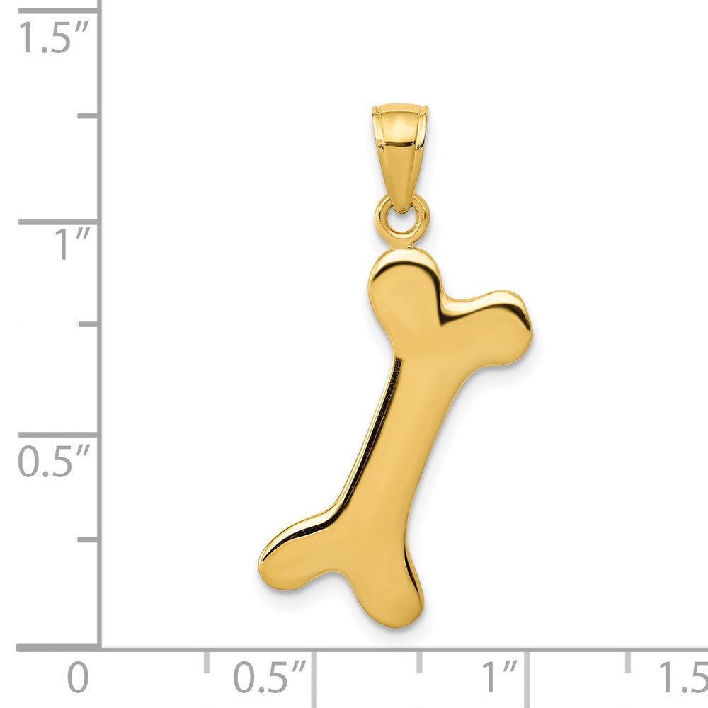 14k Yellow Gold Large Polished Dog Bone Pendant