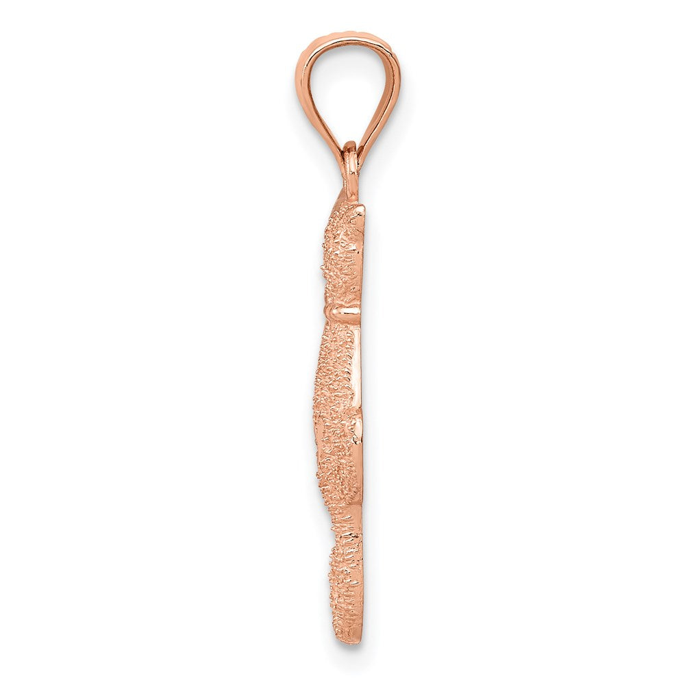 14k Rose Gold Polished and Textured Double Cat Pendant