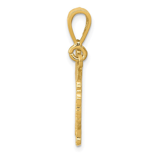 14k Yellow Gold Textured Persian Cat Pendant