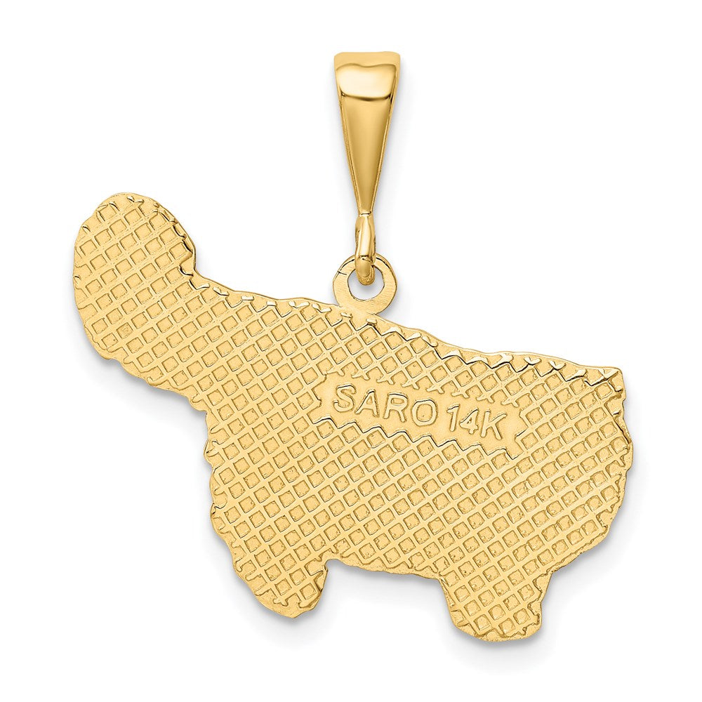 14k Yellow Gold Textured Persian Cat Pendant