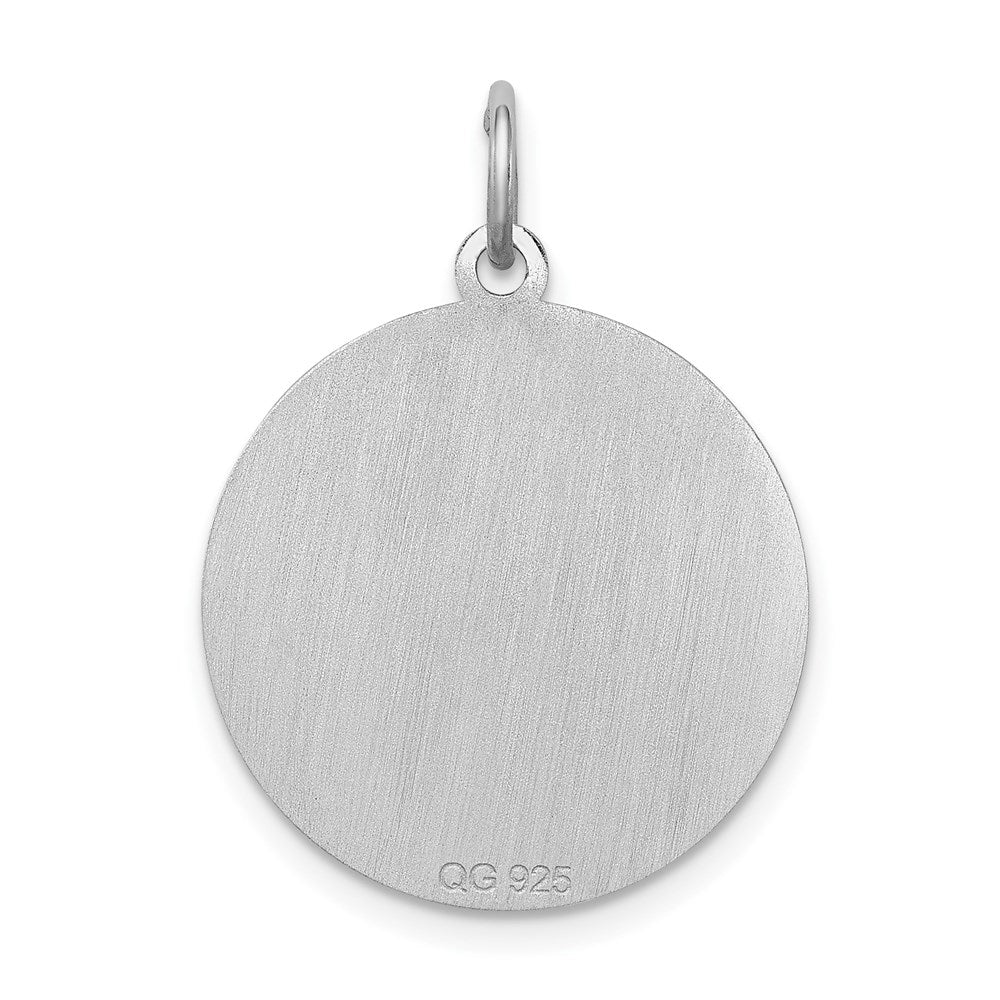 Sterling Silver Laser Etched Bulldog Dog Pendant, 19mm