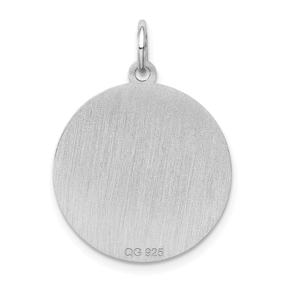 Sterling Silver Laser Etched Welsh Corgi Dog Pendant, 19mm