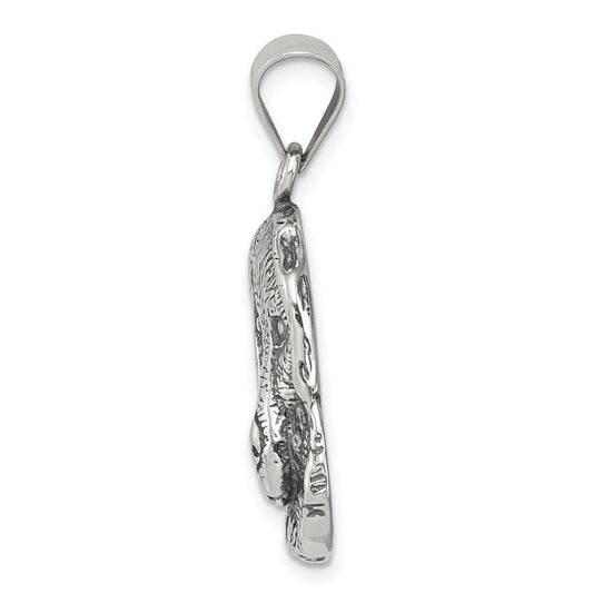 Sterling Silver 20mm Antiqued Dog Head Pendant