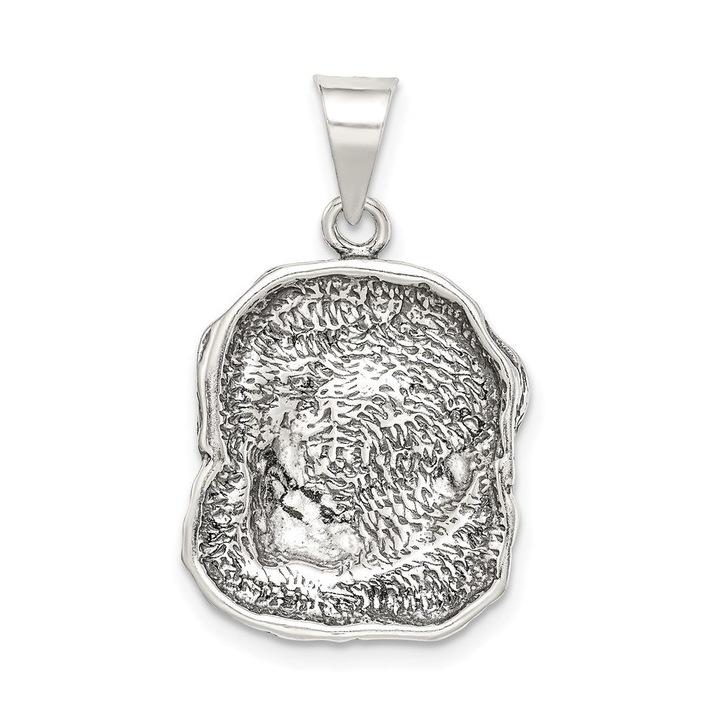 Sterling Silver 20mm Antiqued Dog Head Pendant