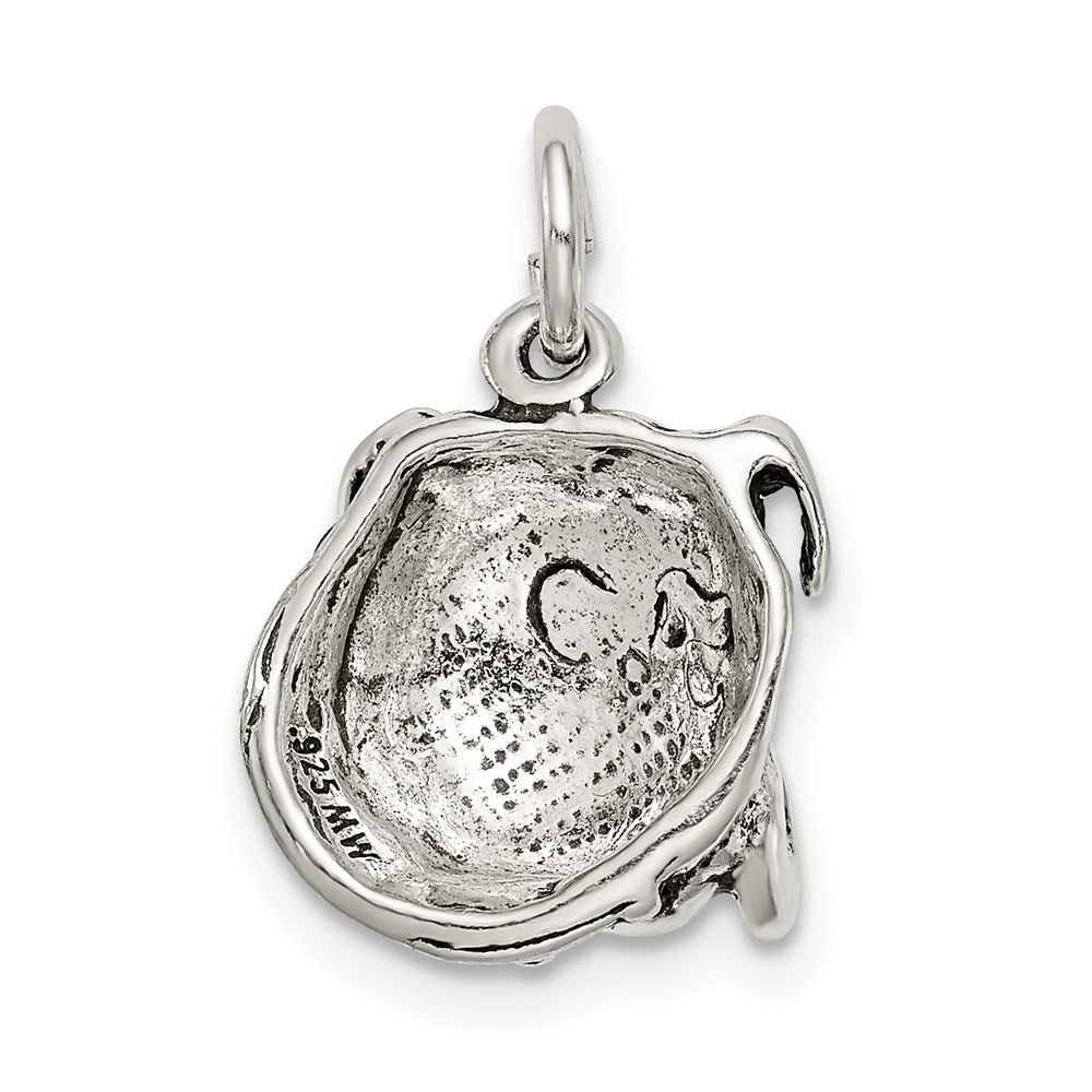Sterling Silver 12mm Antiqued Bulldog Head Charm or Pendant