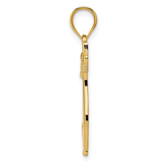 14k Yellow Gold & .01 Ctw (I-J, I2) Diamond Cat Pendant
