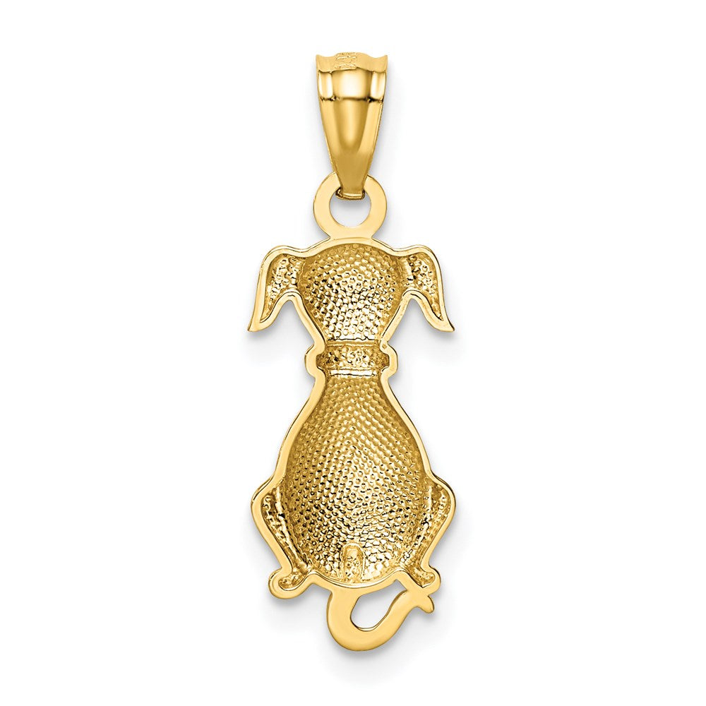 14k Yellow Gold Polished 2D Sitting Dog Pendant, 8 x 23mm