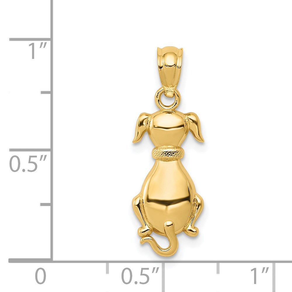 14k Yellow Gold Polished 2D Sitting Dog Pendant, 8 x 23mm