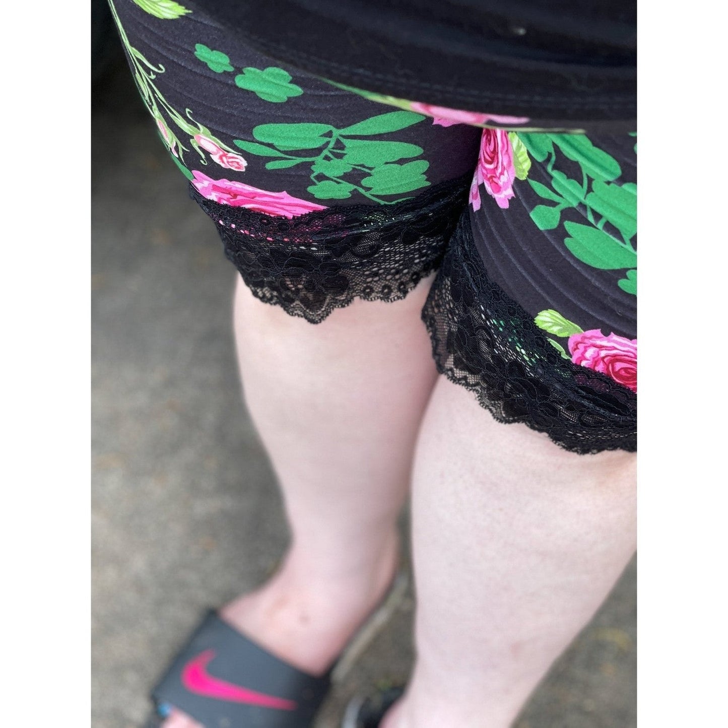 Rose Garden Shorts with Black Lace