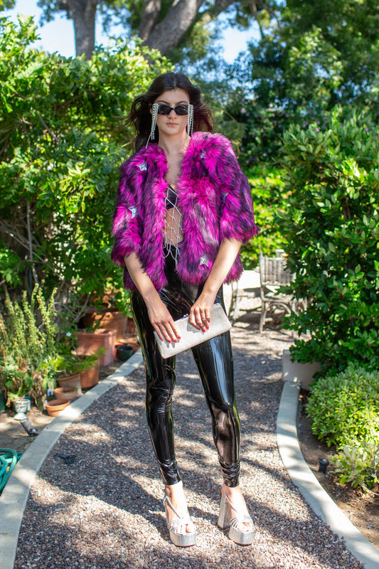 Planet Queen Faux Fur Jacket in Monster Pink