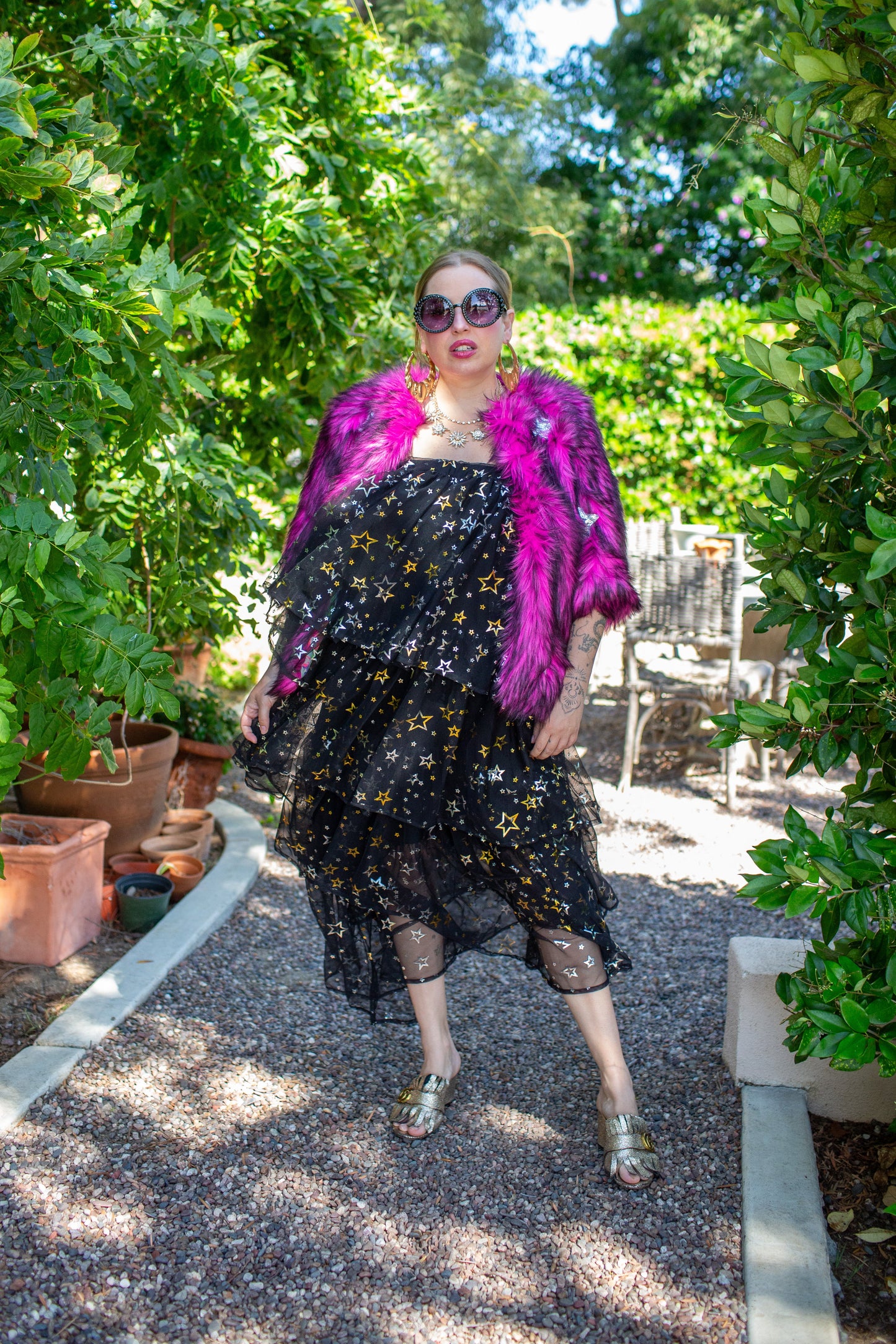 Planet Queen Faux Fur Jacket in Monster Pink