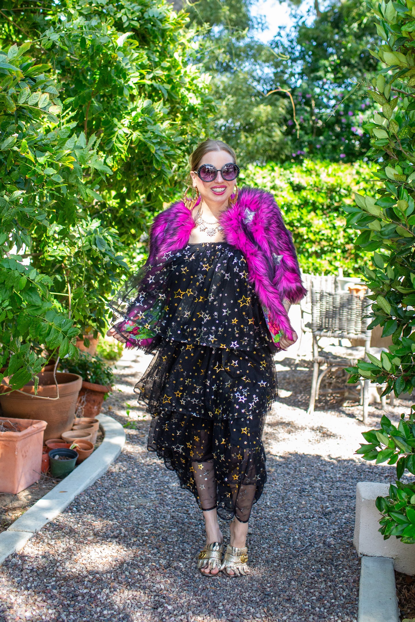 Planet Queen Faux Fur Jacket in Monster Pink