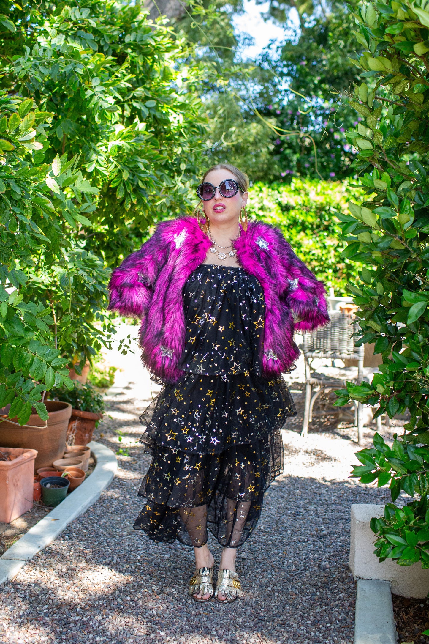 Planet Queen Faux Fur Jacket in Monster Pink