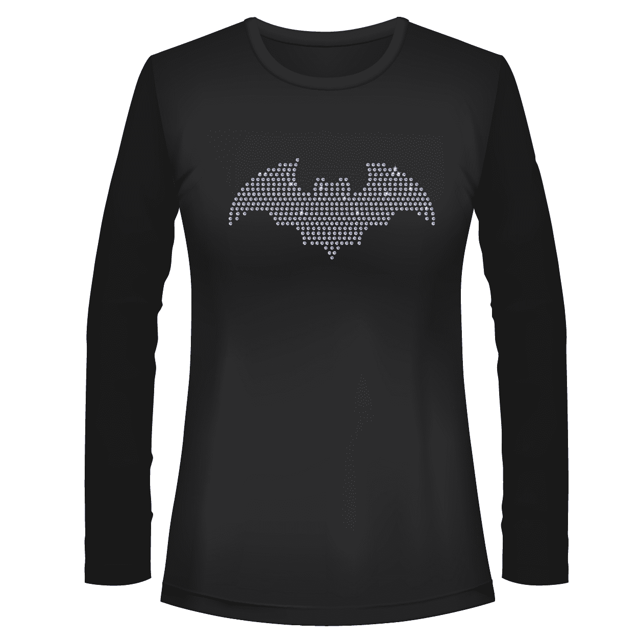 Rhinestone Bat Tee Shirt Crew Neck, V Neck, Long Sleeve