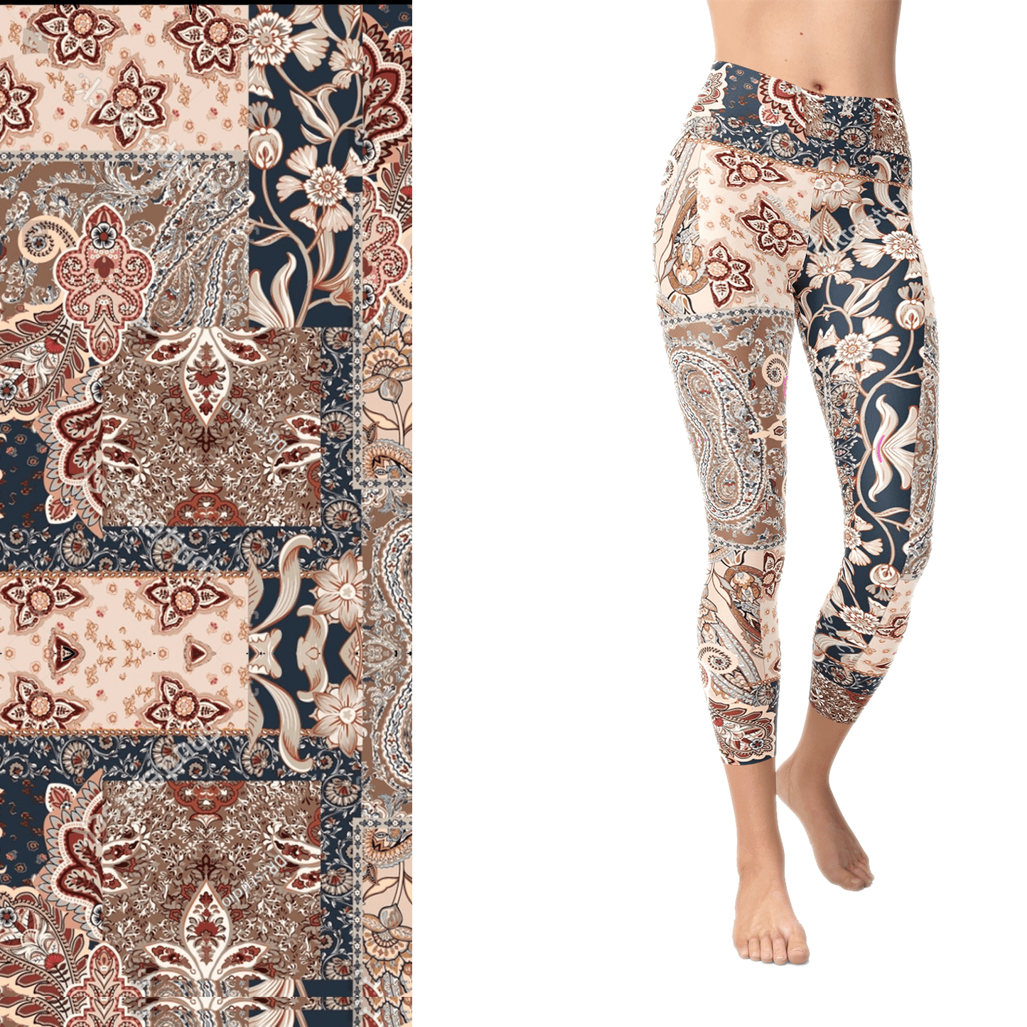 Cottage Patchwork Flowers Full Length Adult with Pockets