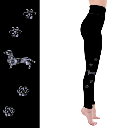 Dachshund Sparkle Leggings – Rhinestone Glam for Dog Lovers with Pockets