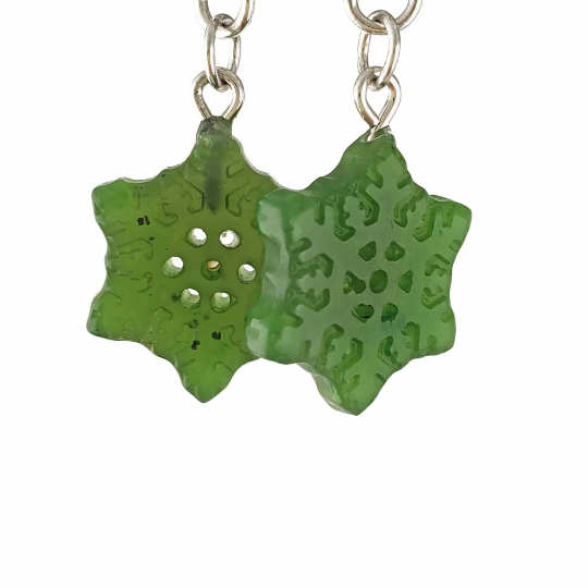 Jade Snowflake Earrings, 15mm