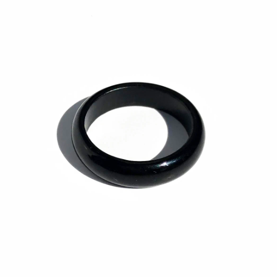 Narrow Band Ring, Black Jade