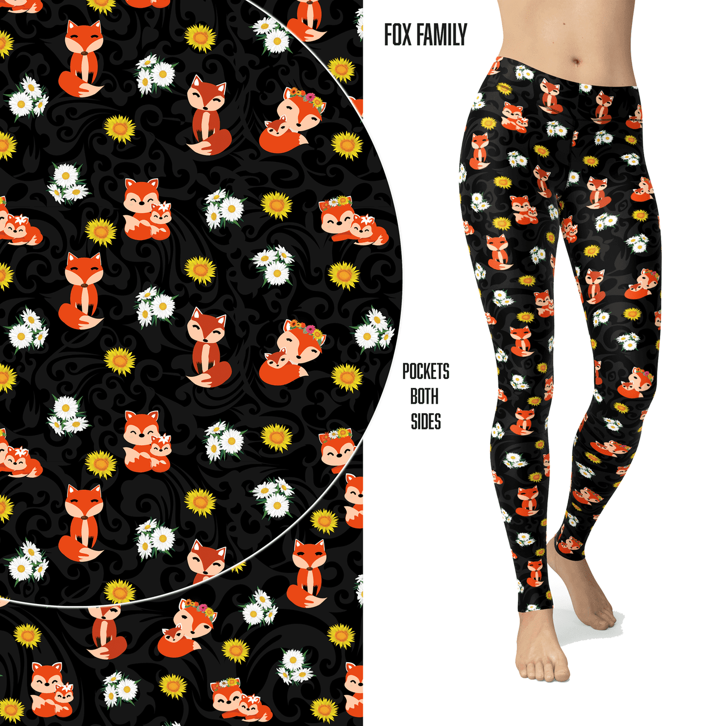 Fox Family Leggings with Pockets