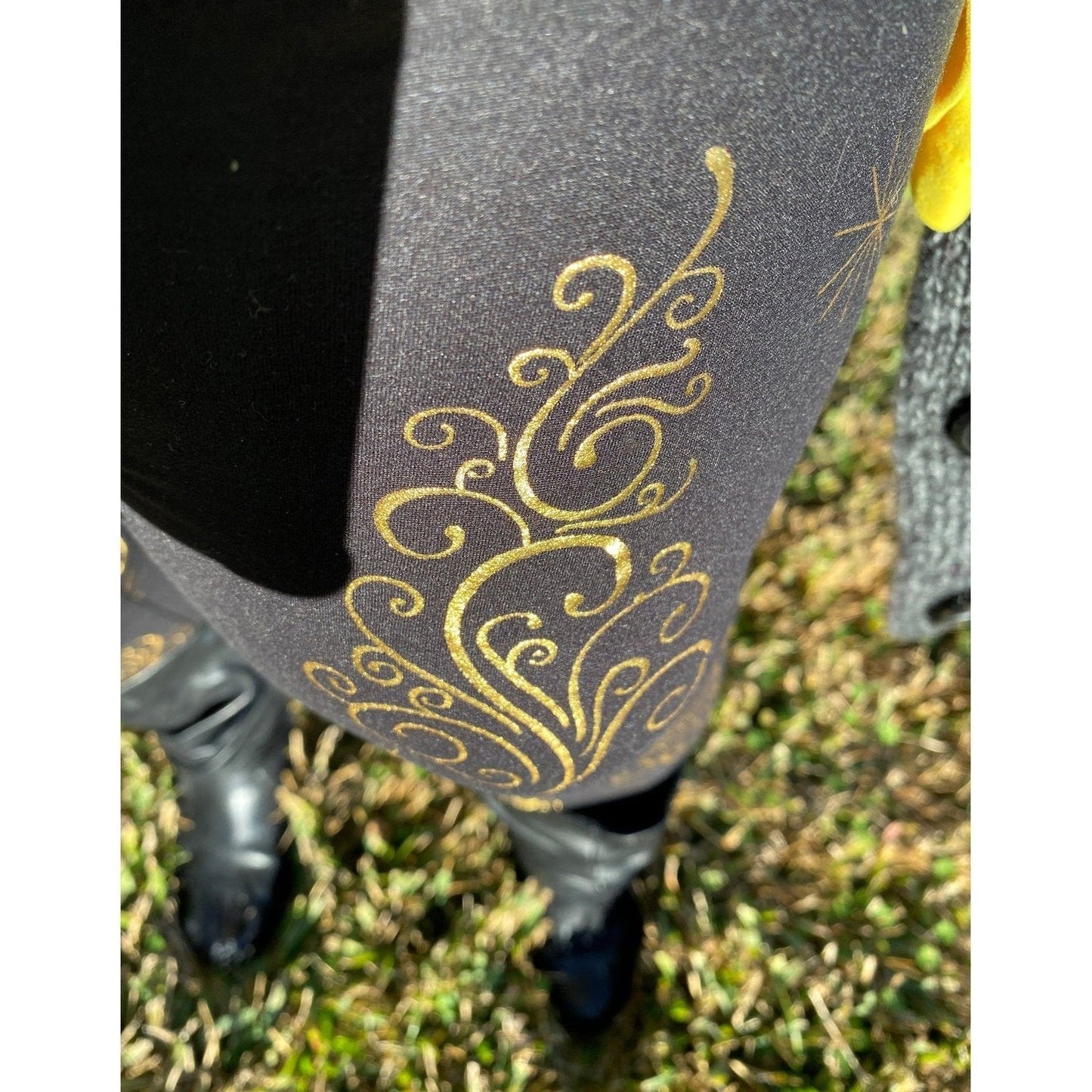 Golden Christmas Glitter Tree Leggings Holiday Trees with and Pockets