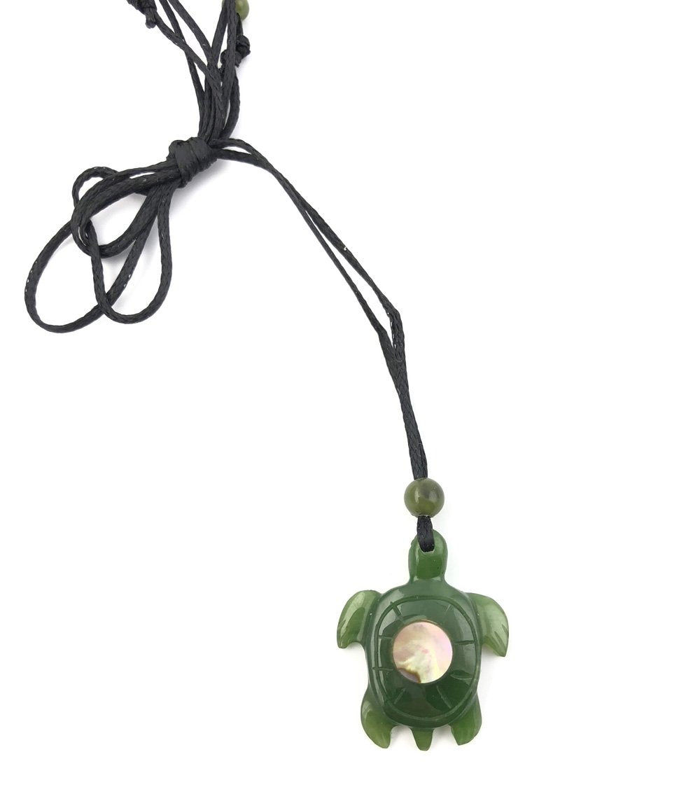 Jade Turtle and Abalone Pendant