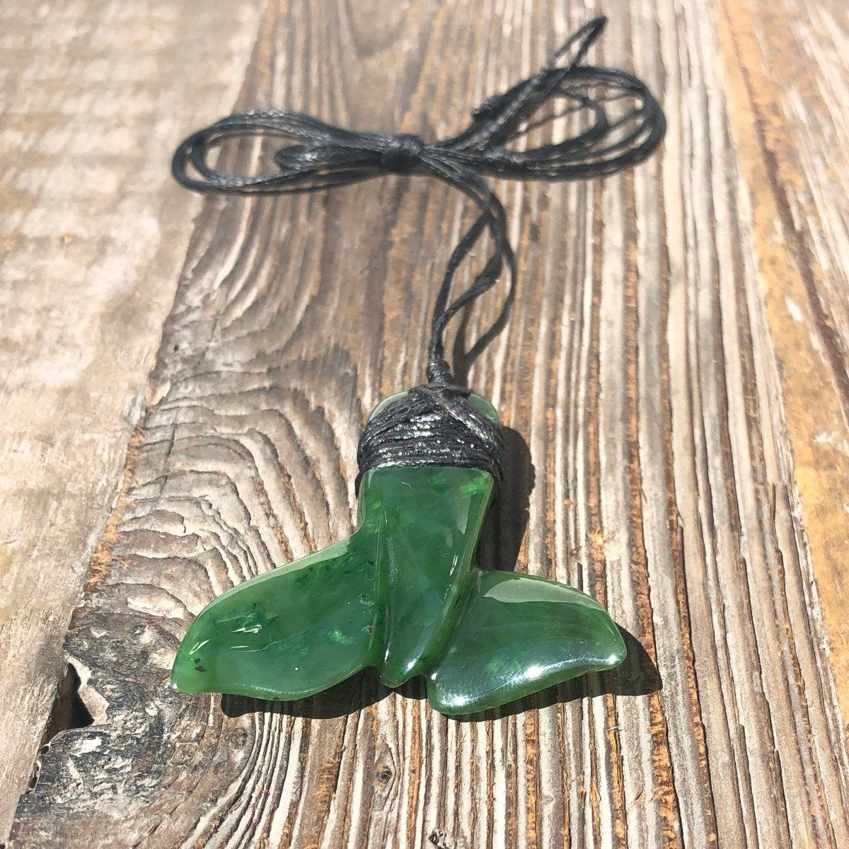 Jade Whale Tail Pendant, 1.5"