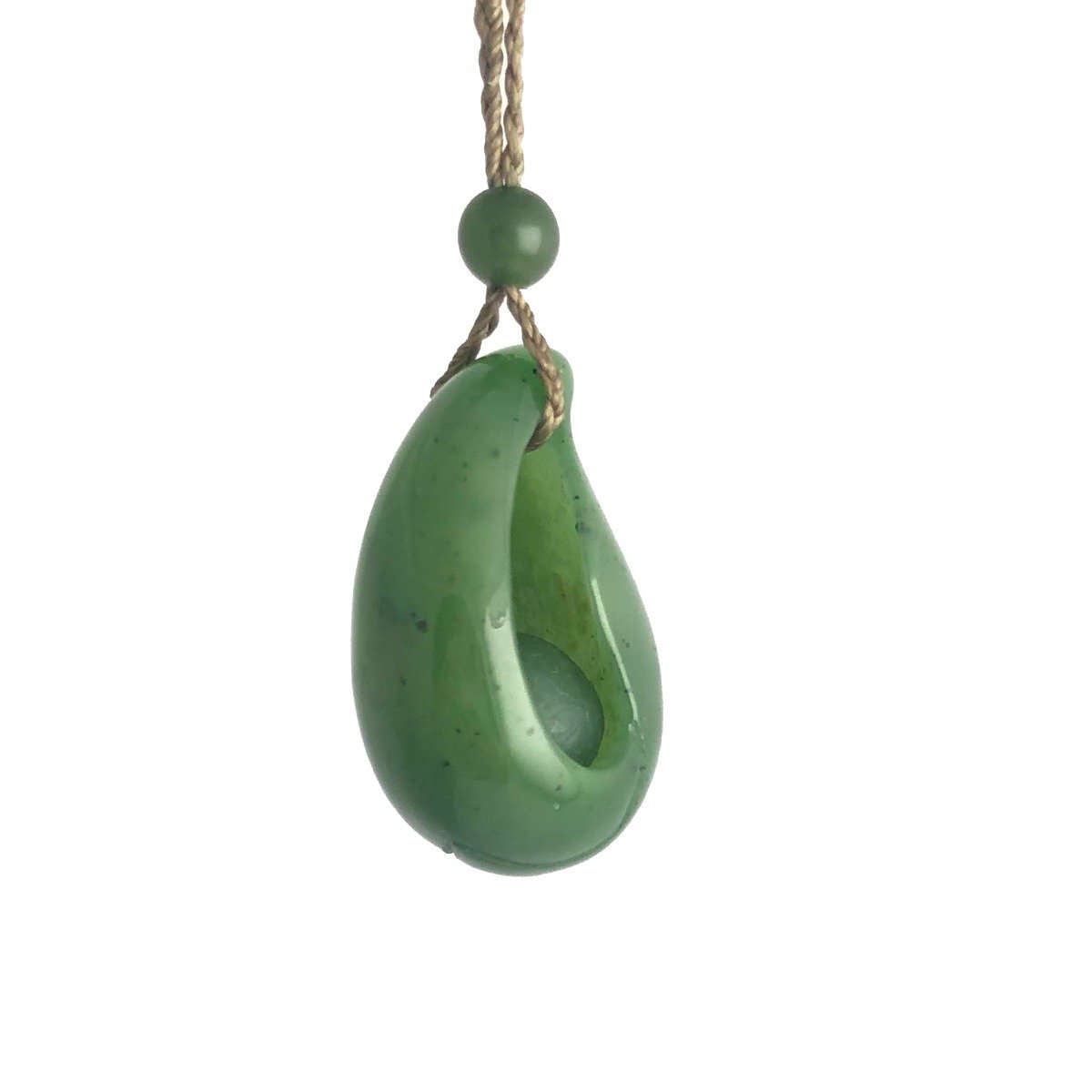 Jade Pendant with jade bead inside, 1.25"