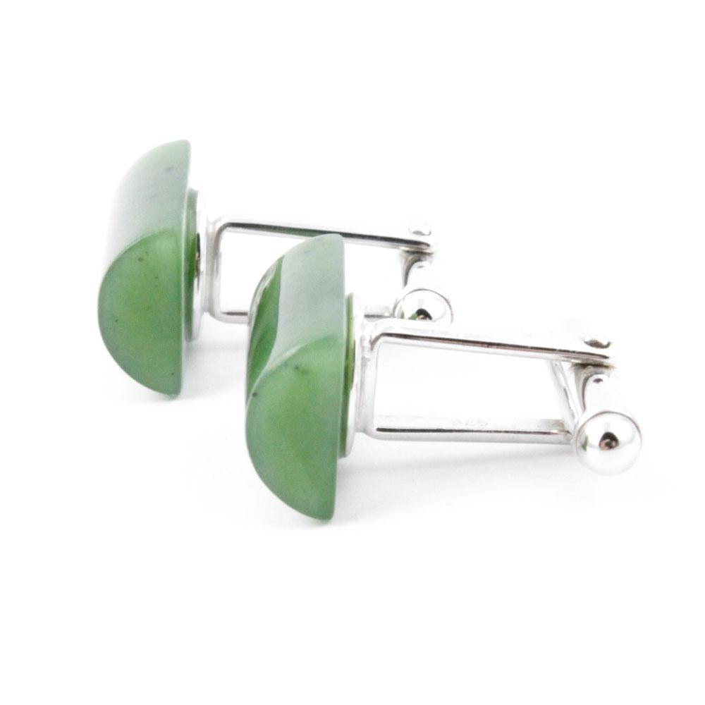 Jade Cufflinks, 0005-1 Sterling Silver