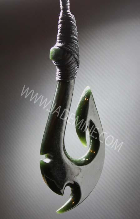 Jade Pendant, Fish Hook HNW-3750