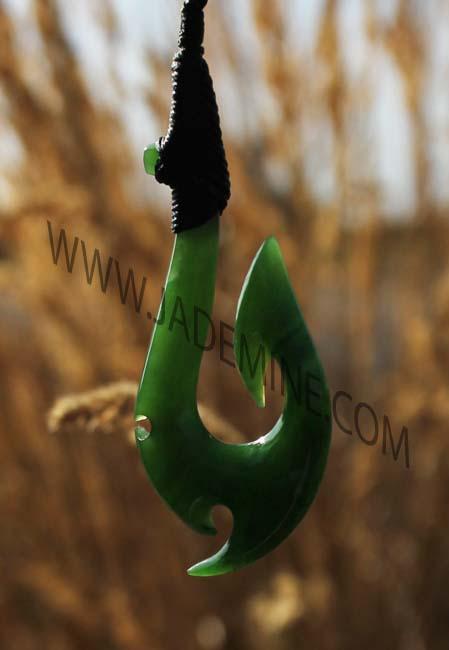 Jade Pendant, Fish Hook HNW-3750