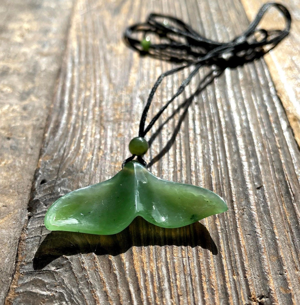 Jade Whale Tail Pendant, 39mm