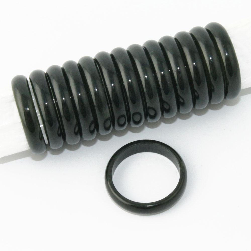 Narrow Band Ring, Black Jade