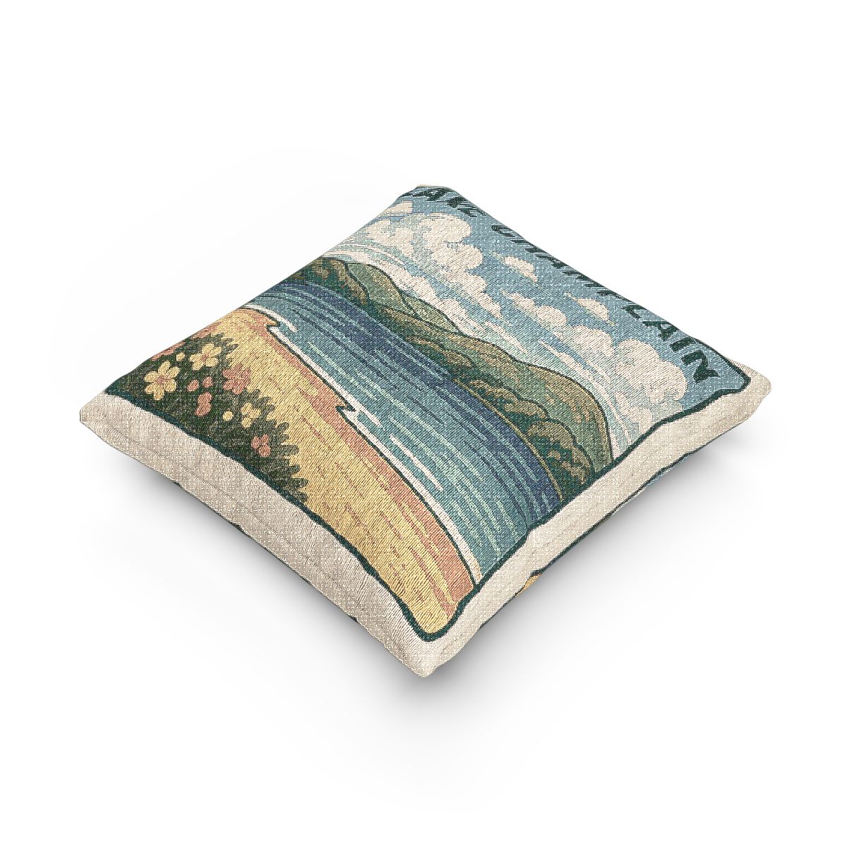 Lake Champlain Woven Pillow | Rustic Home Decor, Nature Accent, Lake House Gift, Boho Living Room Accessory, Cozy Cabin Decor