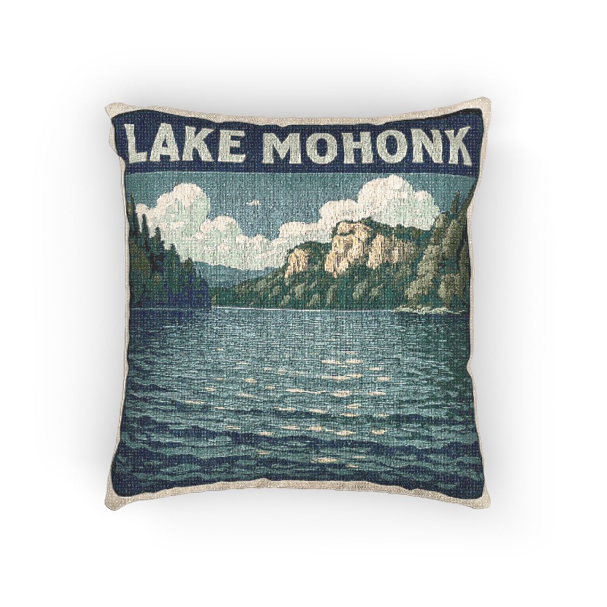 Lake Mohonk Woven Pillow | Rustic Home Decor, Nature Accent, Lake House Gift, Boho Living Room Accessory, Cozy Cabin Decor