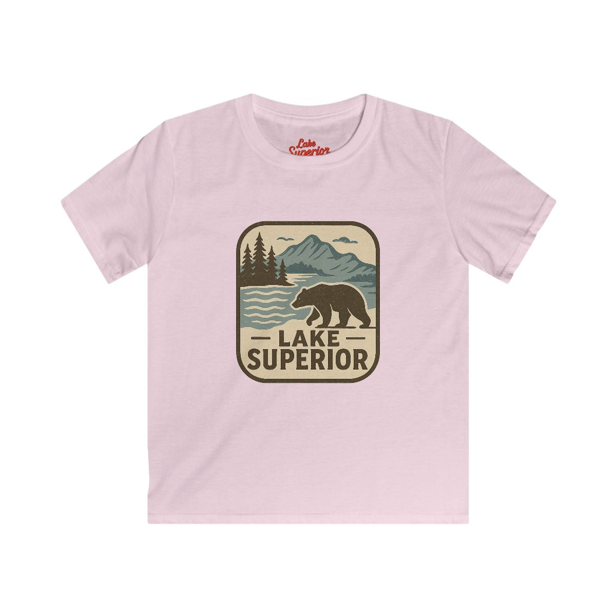 Lake Superior Kids Tee, Softstyle T-Shirt for Children, Summer Adventure Shirt, Lake House Gift, Outdoor Fun Apparel