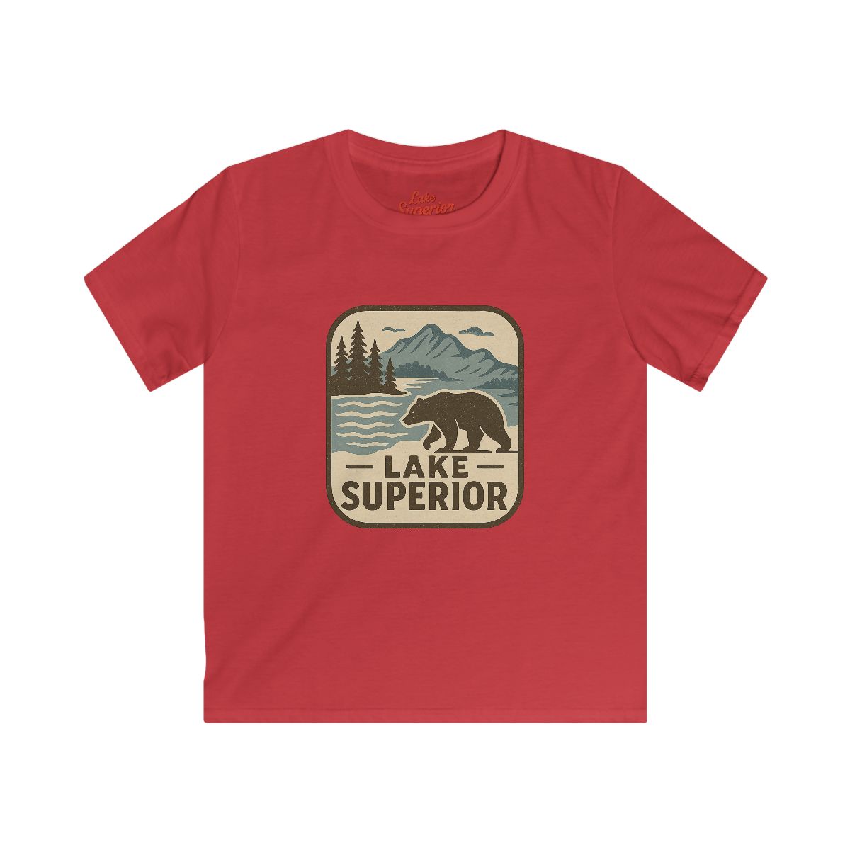 Lake Superior Kids Tee, Softstyle T-Shirt for Children, Summer Adventure Shirt, Lake House Gift, Outdoor Fun Apparel