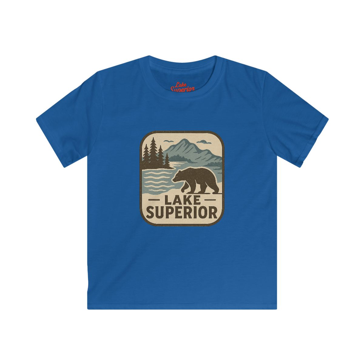 Lake Superior Kids Tee, Softstyle T-Shirt for Children, Summer Adventure Shirt, Lake House Gift, Outdoor Fun Apparel