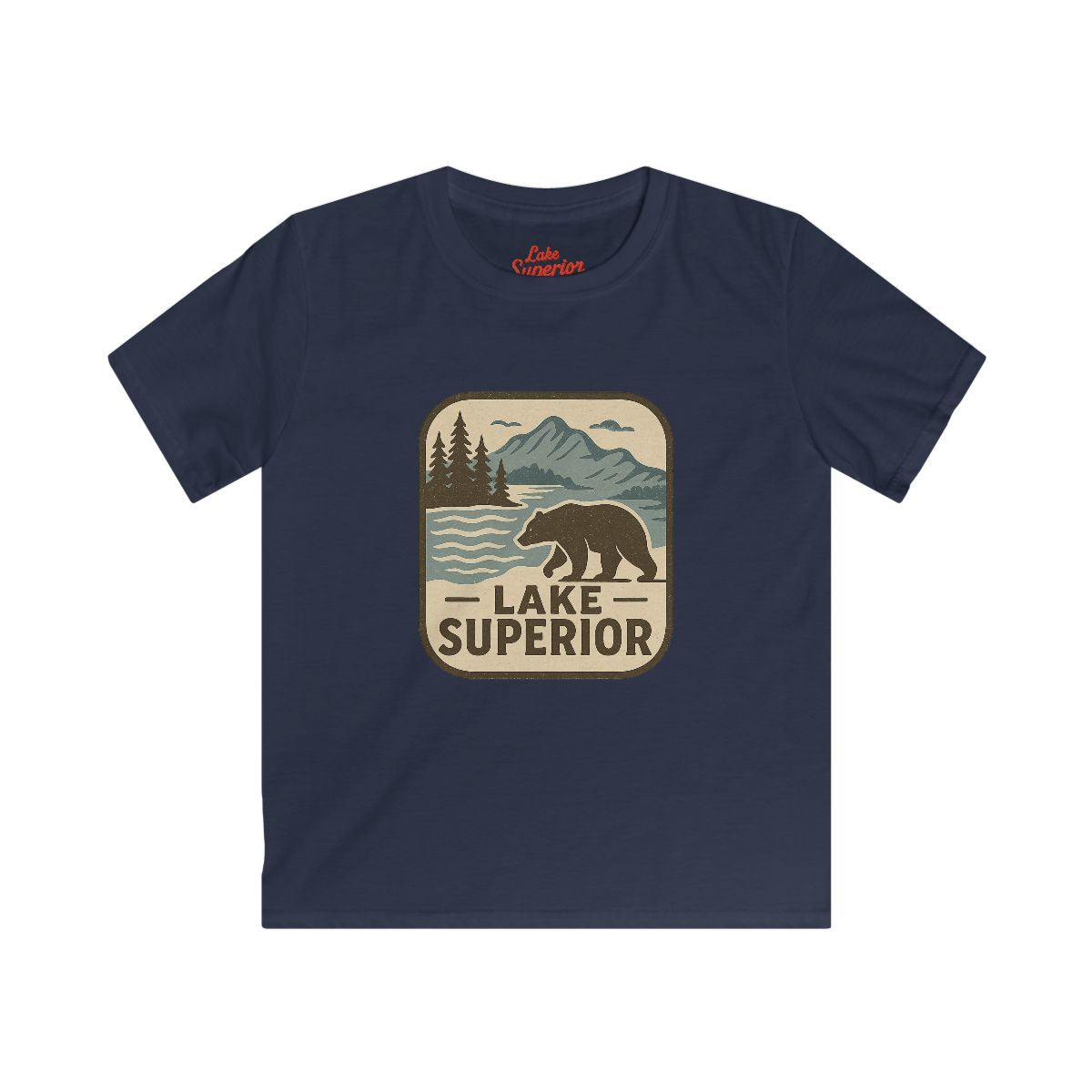 Lake Superior Kids Tee, Softstyle T-Shirt for Children, Summer Adventure Shirt, Lake House Gift, Outdoor Fun Apparel
