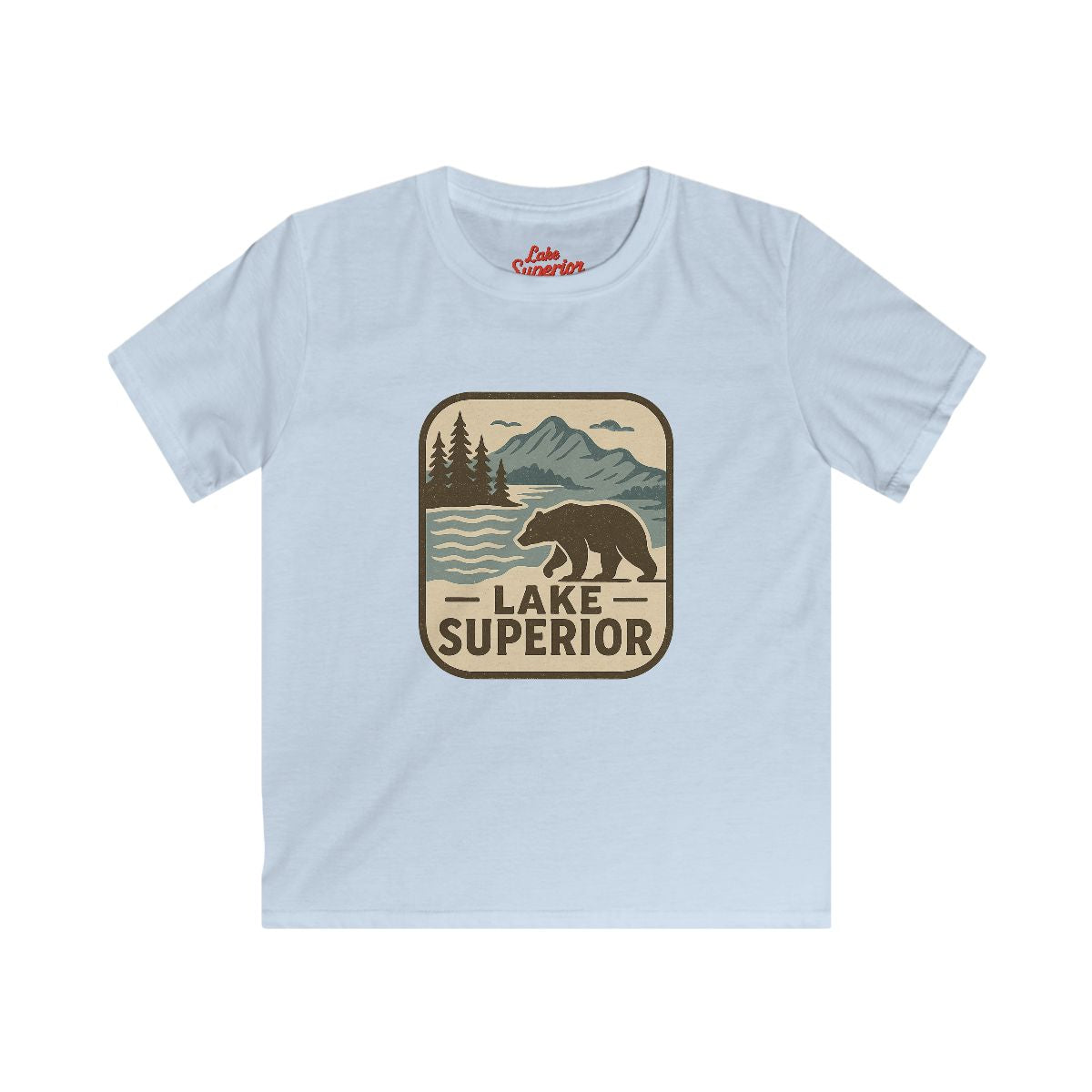 Lake Superior Kids Tee, Softstyle T-Shirt for Children, Summer Adventure Shirt, Lake House Gift, Outdoor Fun Apparel