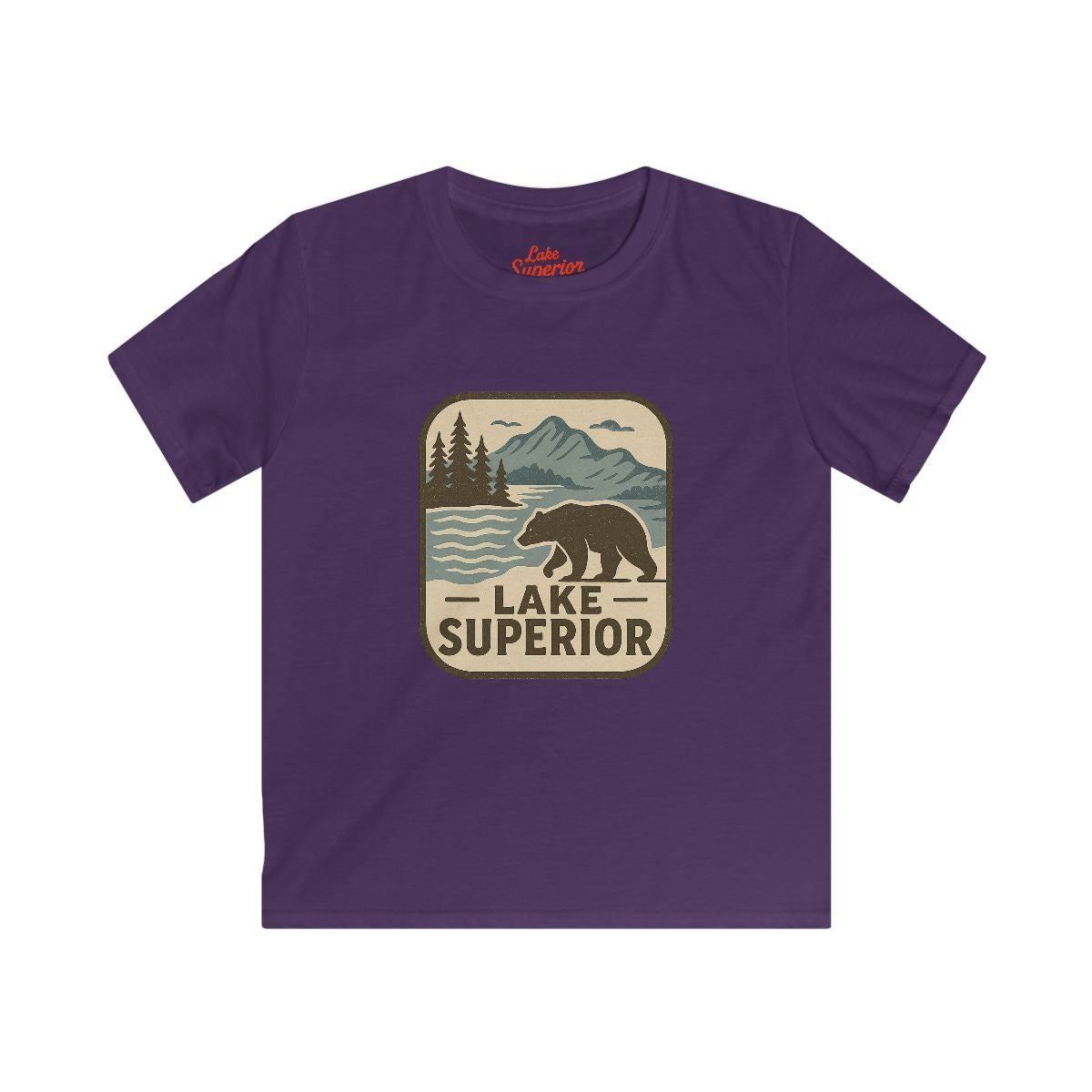 Lake Superior Kids Tee, Softstyle T-Shirt for Children, Summer Adventure Shirt, Lake House Gift, Outdoor Fun Apparel