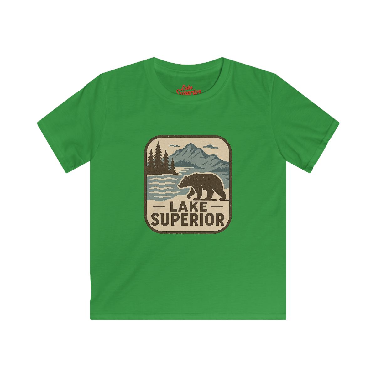 Lake Superior Kids Tee, Softstyle T-Shirt for Children, Summer Adventure Shirt, Lake House Gift, Outdoor Fun Apparel