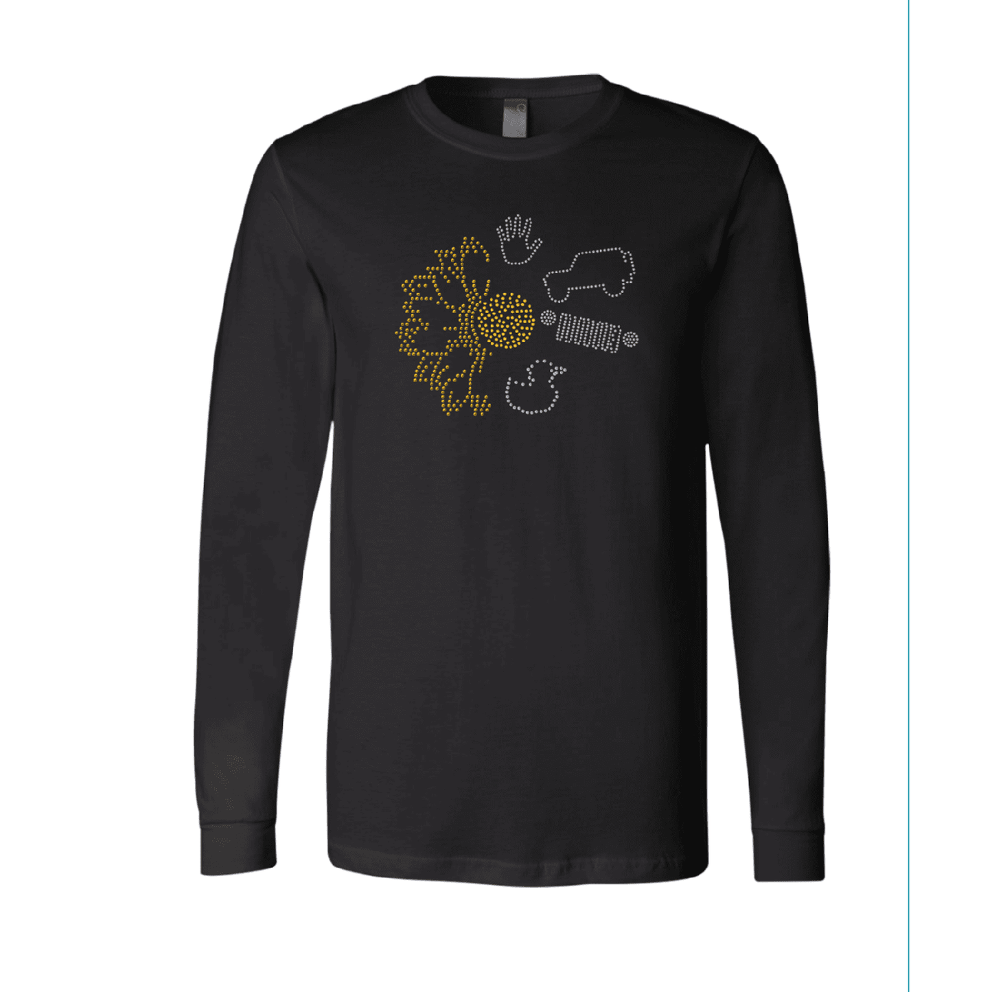 Jeeper Flower Rhinestone Tee Short or Long Sleeve