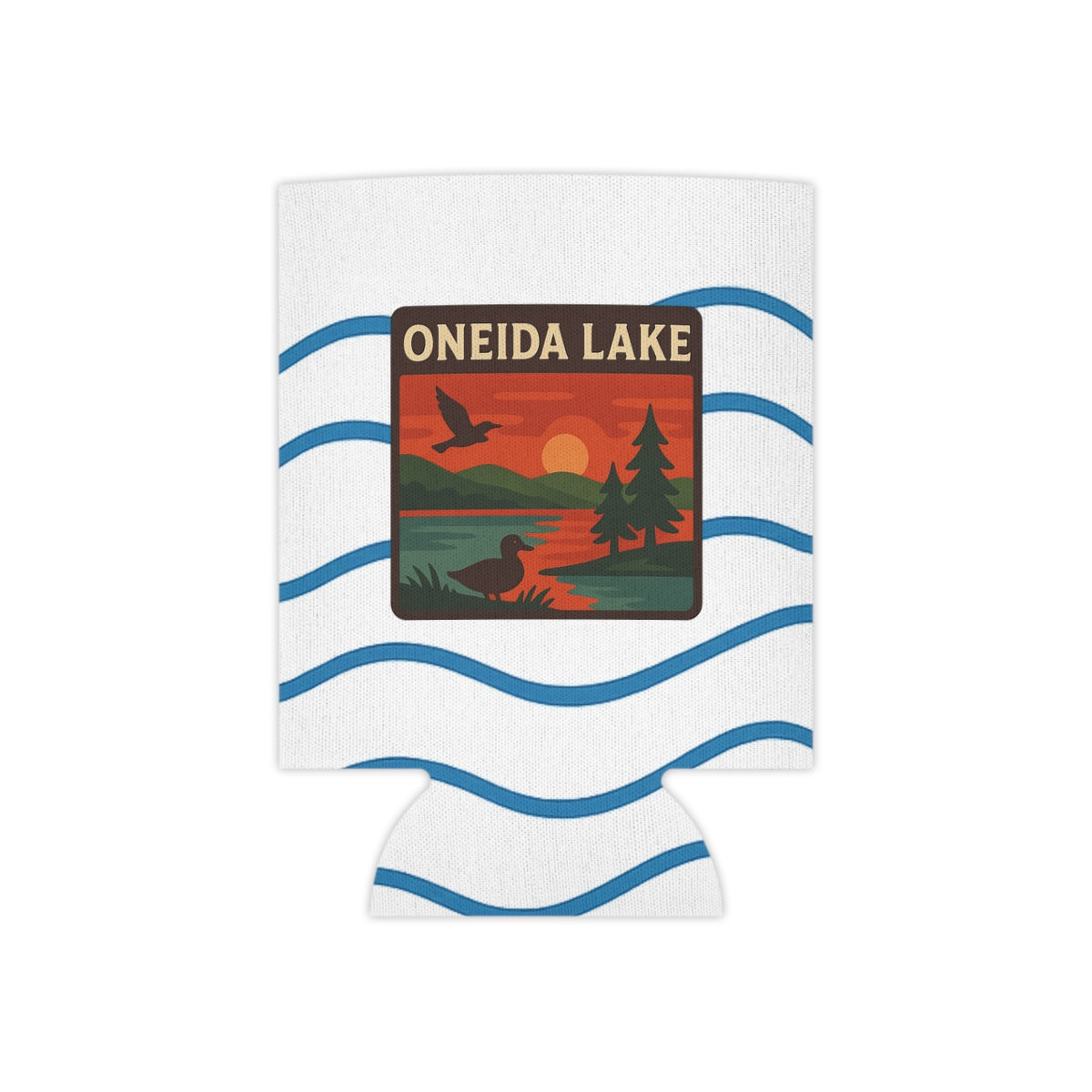 Oneida Lake Can Cooler | Vintage Lake House Drink Holder, Outdoor Party Favor, Moose Design, Camping Gear, Summer BBQ Essential